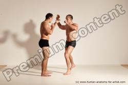 Underwear Fighting Man - Man White Moving poses Muscular Short Brown Dynamic poses Academic